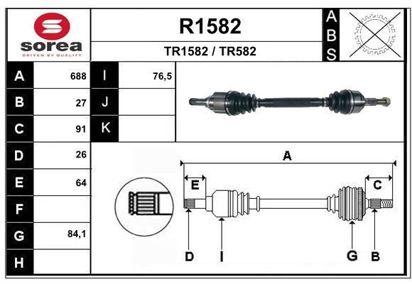 SNRA R1582 Drive Shaft R1582