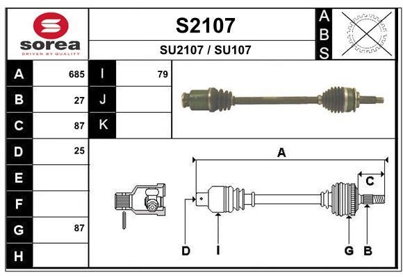 SNRA S2107 Drive Shaft S2107