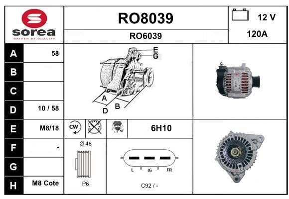 SNRA RO8039 Alternator RO8039
