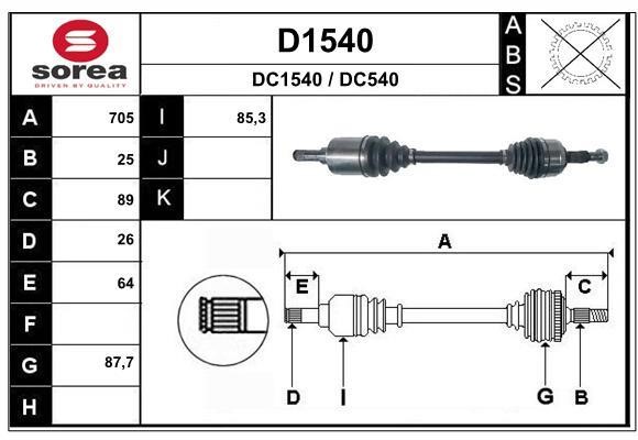 SNRA D1540 Drive Shaft D1540