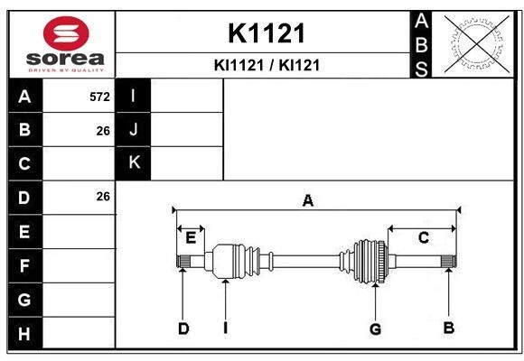 SNRA K1121 Drive Shaft K1121