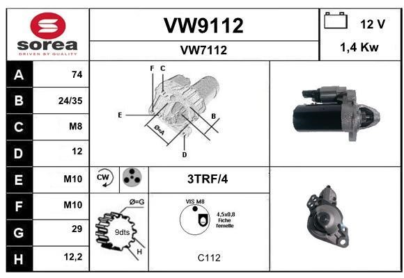 SNRA VW9112 Starter VW9112