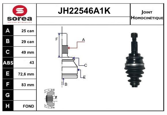 SNRA JH22546A1K Joint Kit, drive shaft JH22546A1K