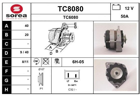 SNRA TC8080 Alternator TC8080