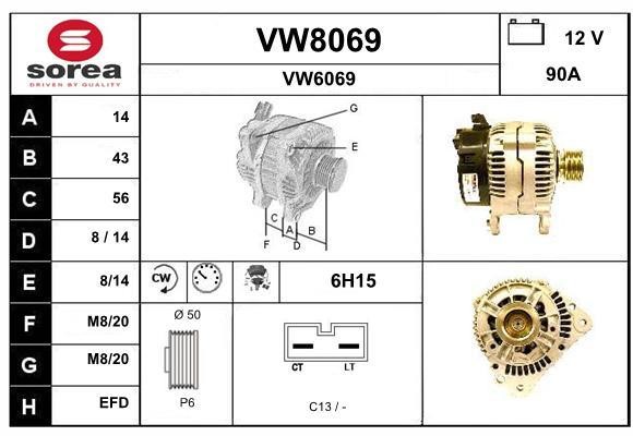 SNRA VW8069 Alternator VW8069