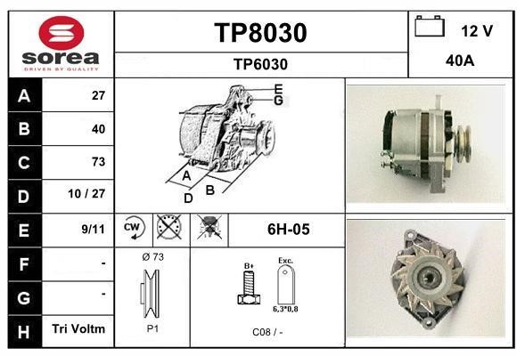 SNRA TP8030 Alternator TP8030