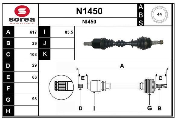 SNRA N1450 Drive Shaft N1450