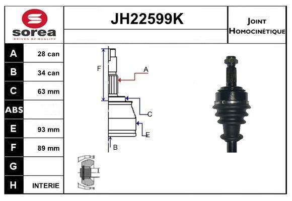 SNRA JH22599K Joint Kit, drive shaft JH22599K
