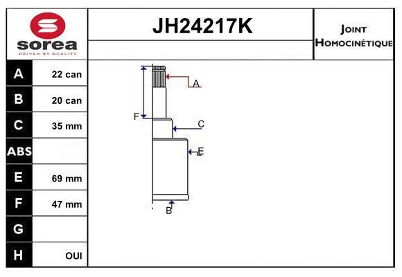 SNRA JH24217K Joint Kit, drive shaft JH24217K