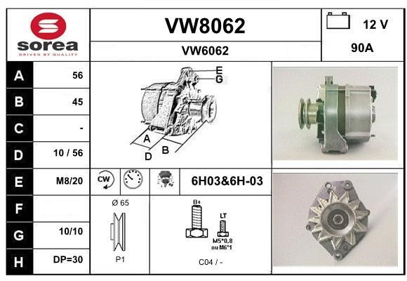 SNRA VW8062 Alternator VW8062