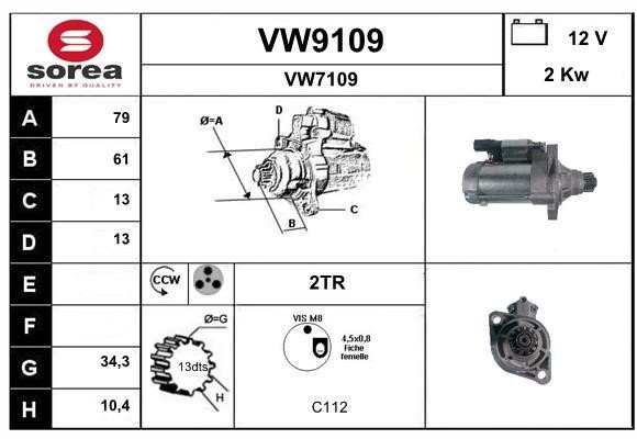 SNRA VW9109 Starter VW9109