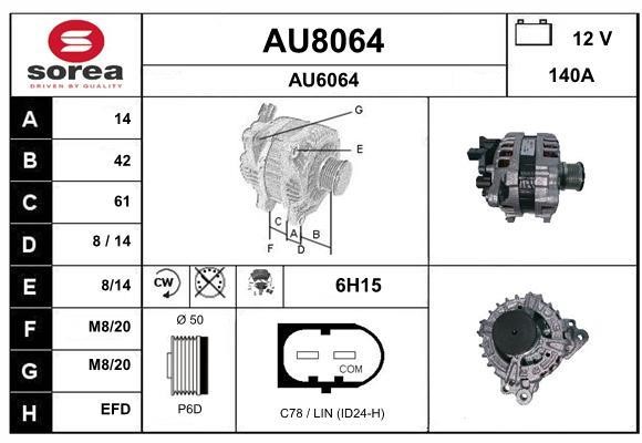 SNRA AU8064 Alternator AU8064