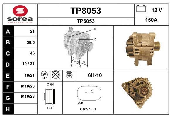 SNRA TP8053 Alternator TP8053