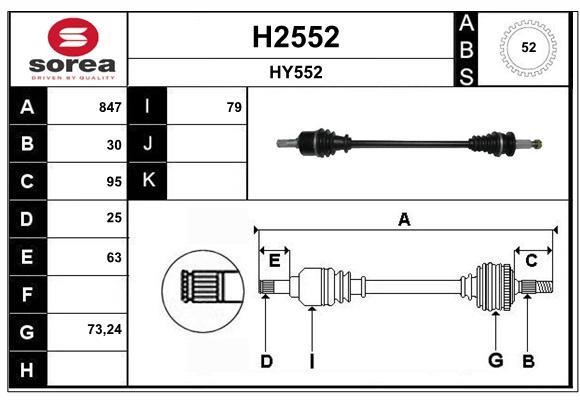 SNRA H2552 Drive shaft H2552