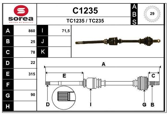 SNRA C1235 Drive Shaft C1235