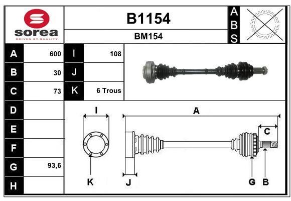 SNRA B1154 Drive shaft B1154