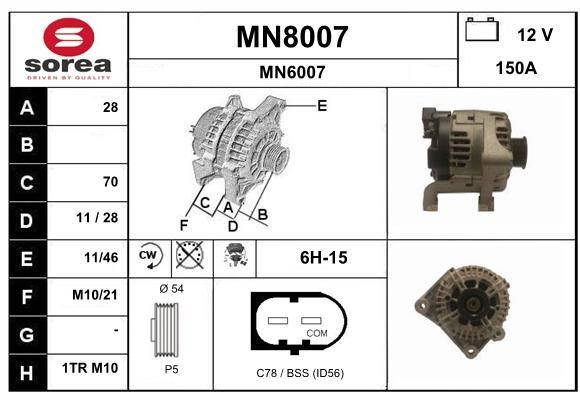 SNRA MN8007 Alternator MN8007