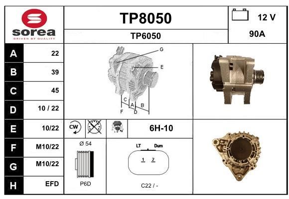 SNRA TP8050 Alternator TP8050