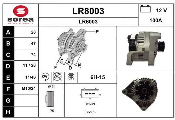 SNRA LR8003 Alternator LR8003