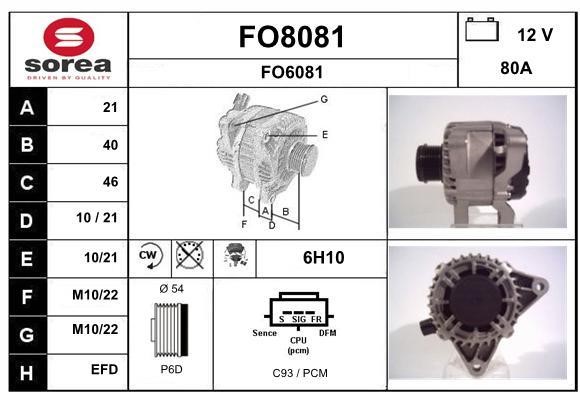 SNRA FO8081 Alternator FO8081