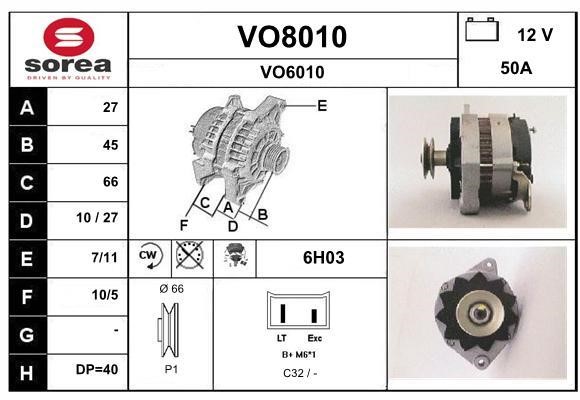 SNRA VO8010 Alternator VO8010
