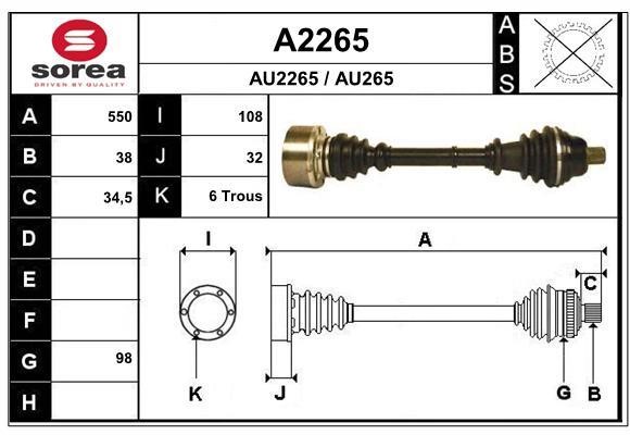 SNRA A2265 Drive Shaft A2265