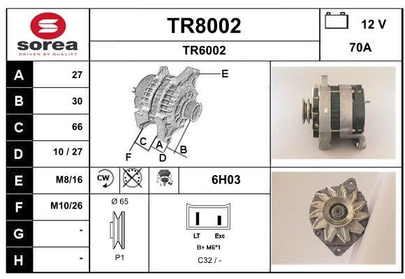 SNRA TR8002 Alternator TR8002