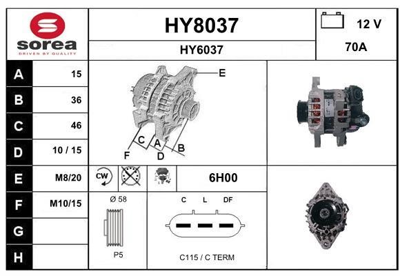 SNRA HY8037 Alternator HY8037