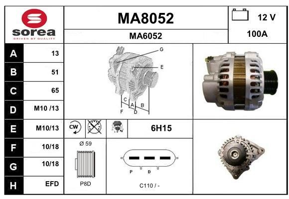 SNRA MA8052 Alternator MA8052