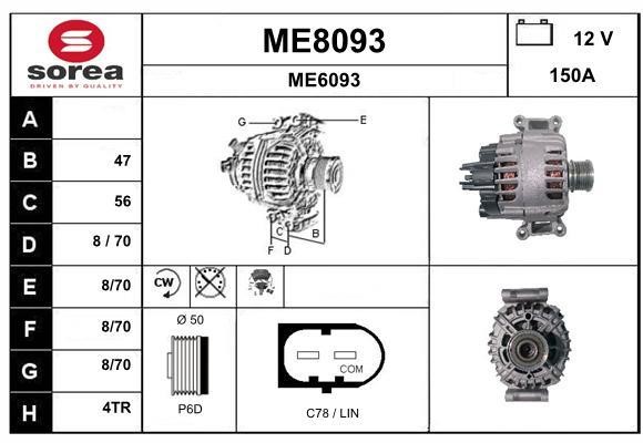 SNRA ME8093 Alternator ME8093