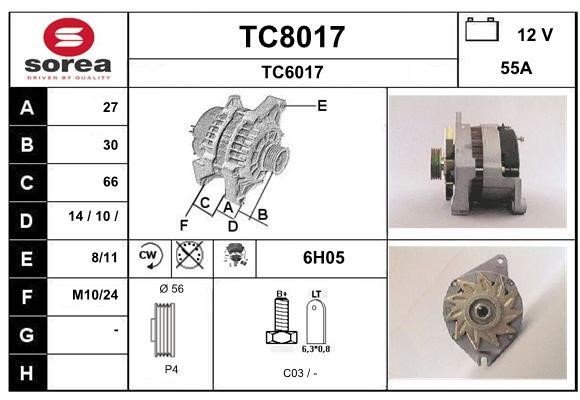 SNRA TC8017 Alternator TC8017