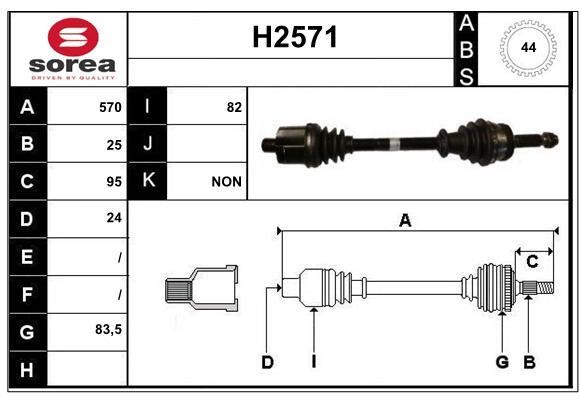SNRA H2571 Drive shaft H2571