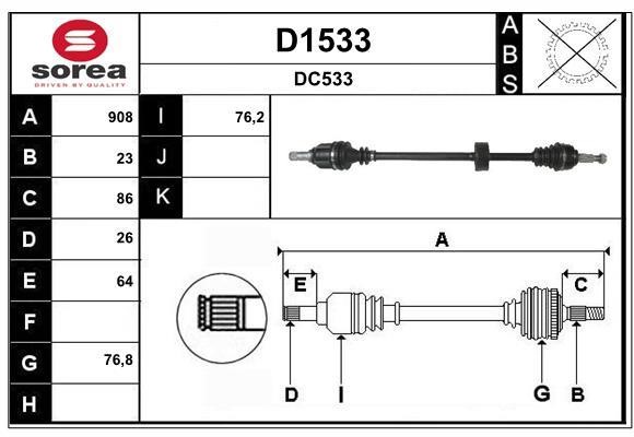SNRA D1533 Drive shaft D1533