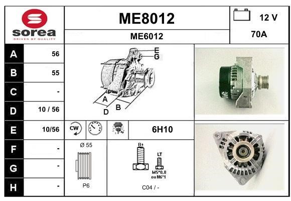 SNRA ME8012 Alternator ME8012