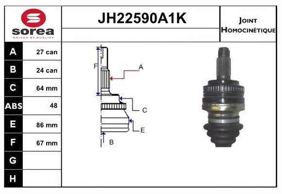 SNRA JH22590A1K Joint Kit, drive shaft JH22590A1K