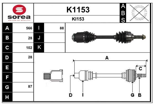 SNRA K1153 Drive shaft K1153