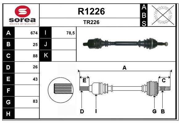 SNRA R1226 Drive Shaft R1226