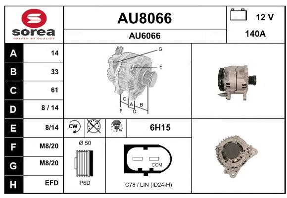 SNRA AU8066 Alternator AU8066
