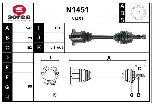 SNRA N1451 Drive Shaft N1451