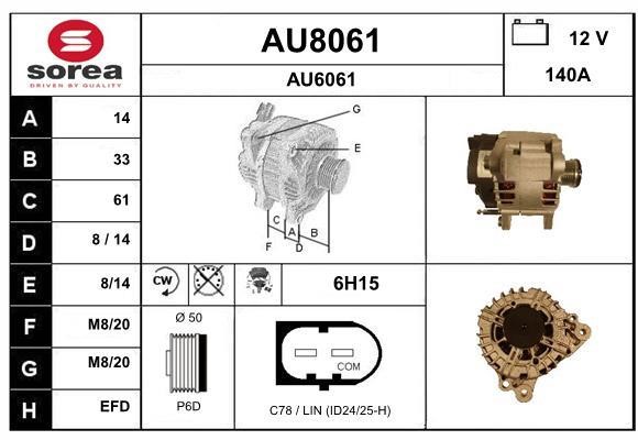 SNRA AU8061 Alternator AU8061