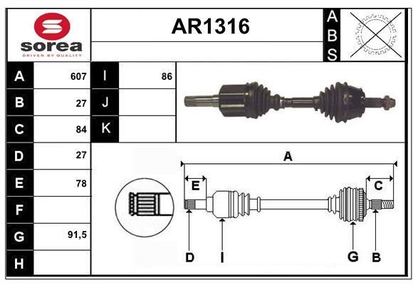 SNRA AR1316 Drive shaft AR1316