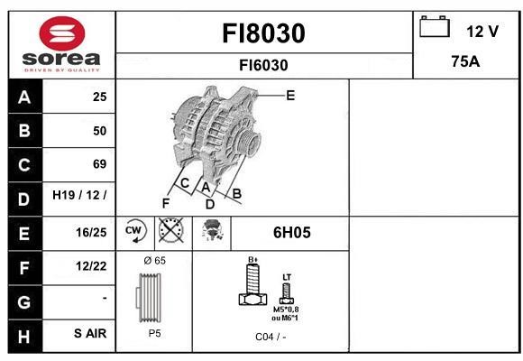 SNRA FI8030 Alternator FI8030