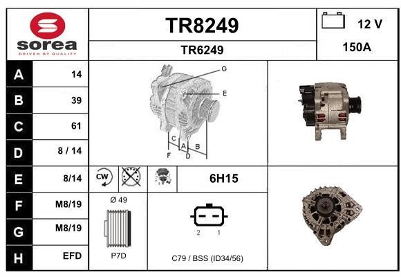 SNRA TR8249 Alternator TR8249