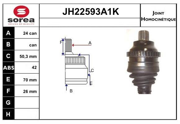 SNRA JH22593A1K Joint Kit, drive shaft JH22593A1K