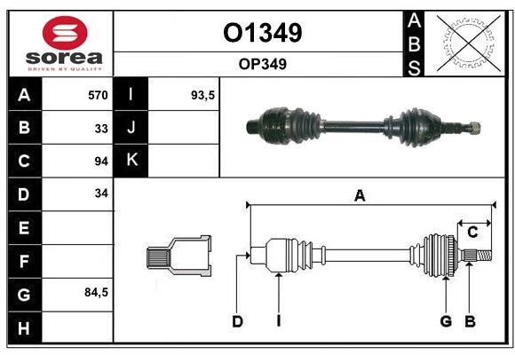 SNRA O1349 Drive shaft O1349