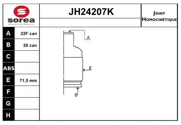 SNRA JH24207K Joint Kit, drive shaft JH24207K