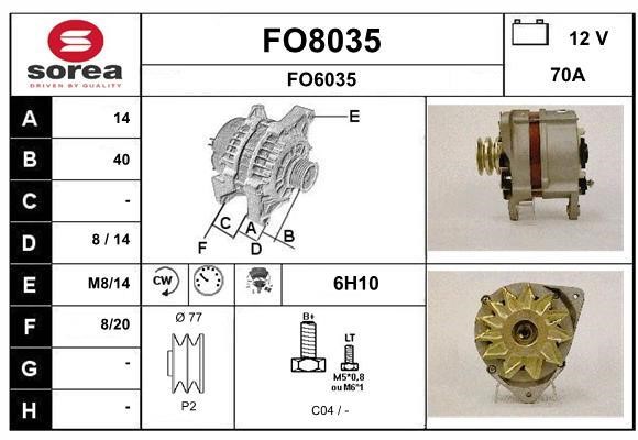 SNRA FO8035 Alternator FO8035