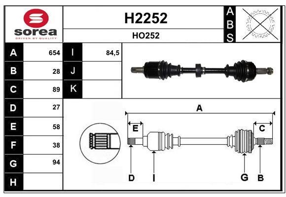 SNRA H2252 Drive shaft H2252