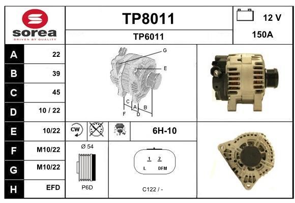 SNRA TP8011 Alternator TP8011