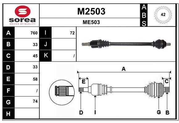 SNRA M2503 Drive shaft M2503